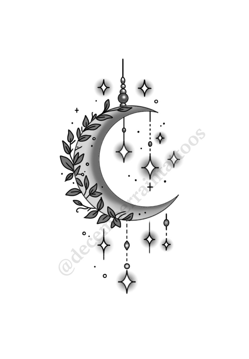 Celestial Moon Garland tattoo flash by Anaka Kent