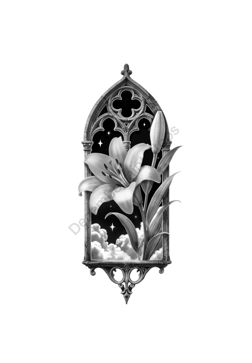Celestial Lily Window tattoo flash by Anaka Kent