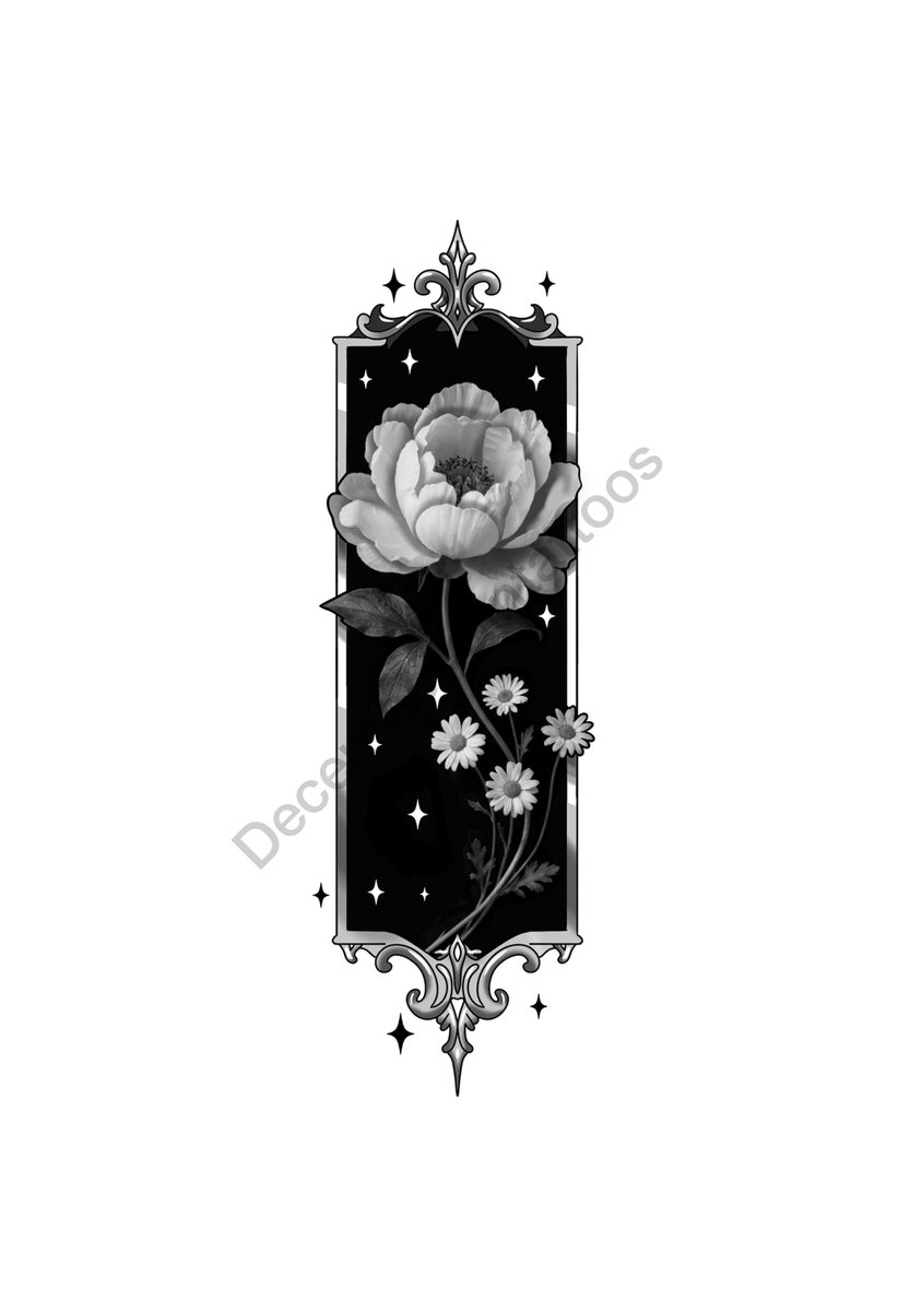 Celestial Floral Gothic Panel tattoo flash by Anaka Kent